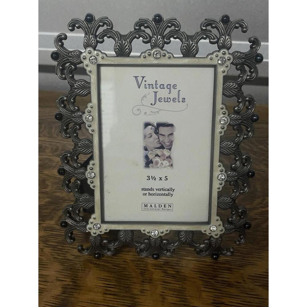 Vintage Jewels Malden International Designs 3 1/2 x 5 Picture Frame Ornate Metal